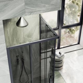 Душевой уголок MaybahGlass MGY-1328-6 90x90см чёрный/графит